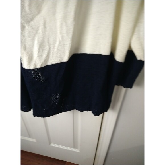 Charter Club Woman 2X Nautical Striped Blue Cream Waterfall Cardigan Sweater - Picture 5 of 8
